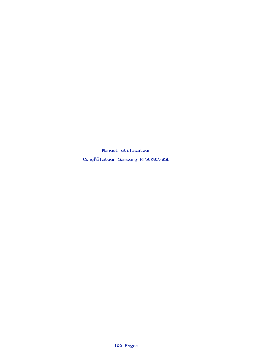 Page 1 de la notice Manuel utilisateur Samsung RT56K6378SL
