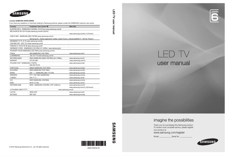 Página 1 del manual Manual de usuario Samsung UE37C6620UW