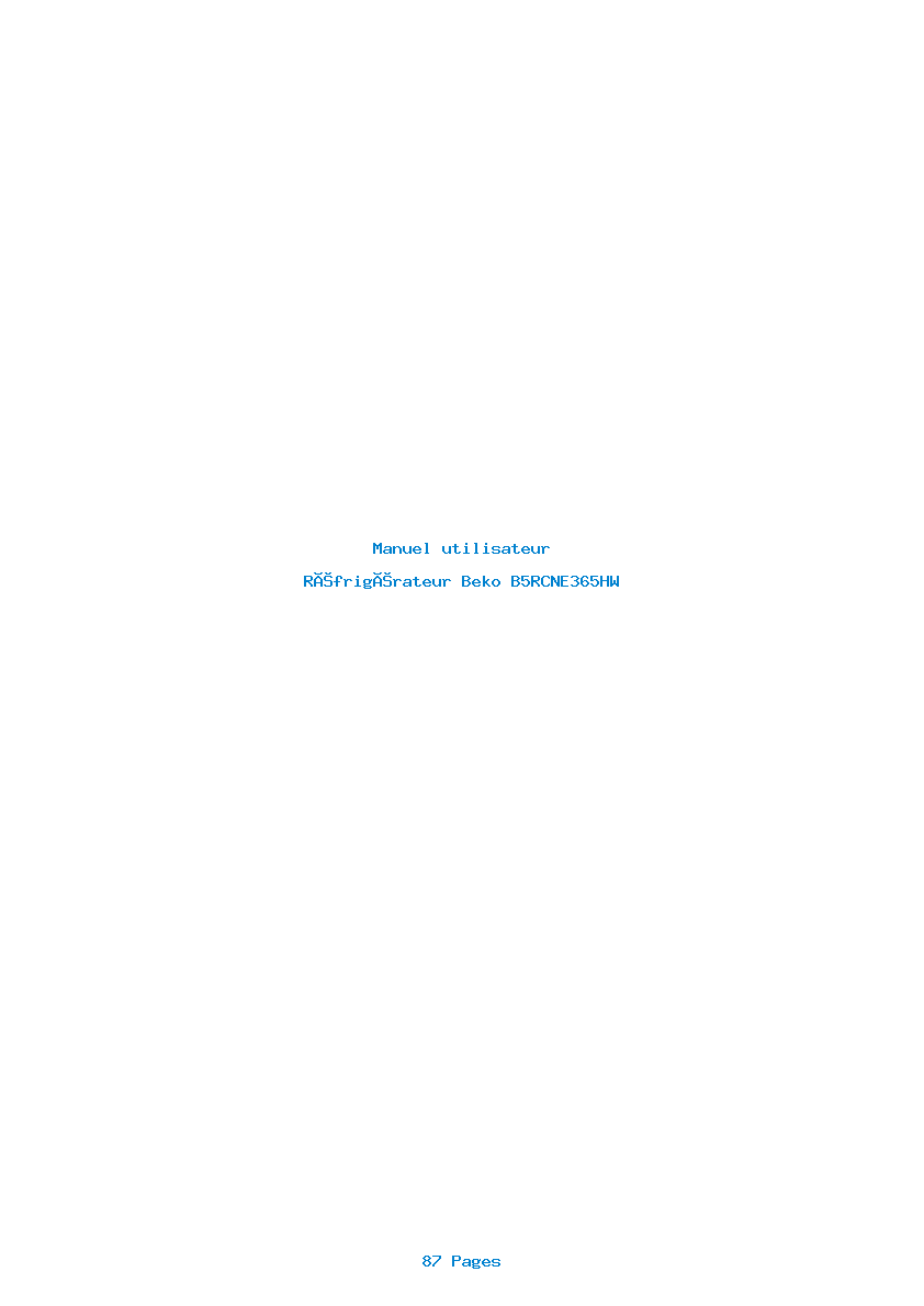 Page 1 de la notice Manuel utilisateur Beko B5RCNE365HW