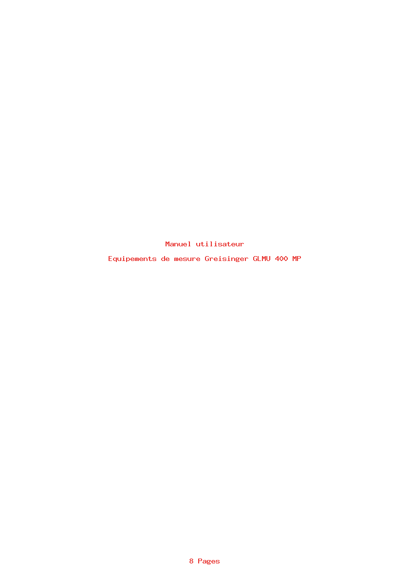 Page 1 de la notice Manuel utilisateur Greisinger GLMU 400 MP