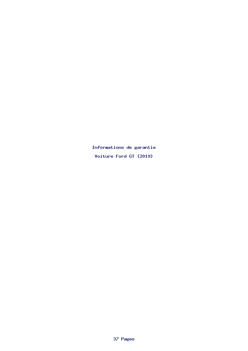 Page 1 de la notice Informations de garantie Ford GT (2019)