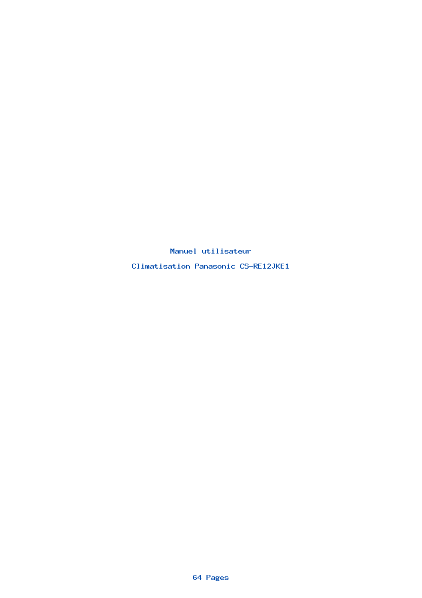 Page 1 de la notice Manuel utilisateur Panasonic CS-RE12JKE1