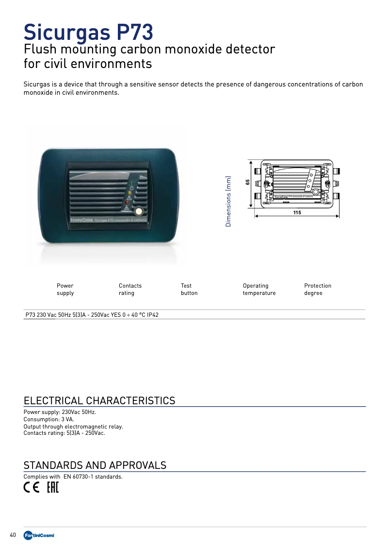 Página 1 del manual Manual de usuario Fantini Cosmi Sicurgas P73