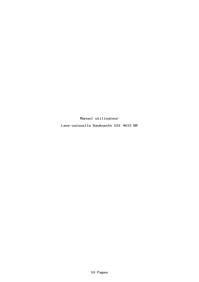 Page 1 de la notice Manuel utilisateur Bauknecht GSI 4033 BR