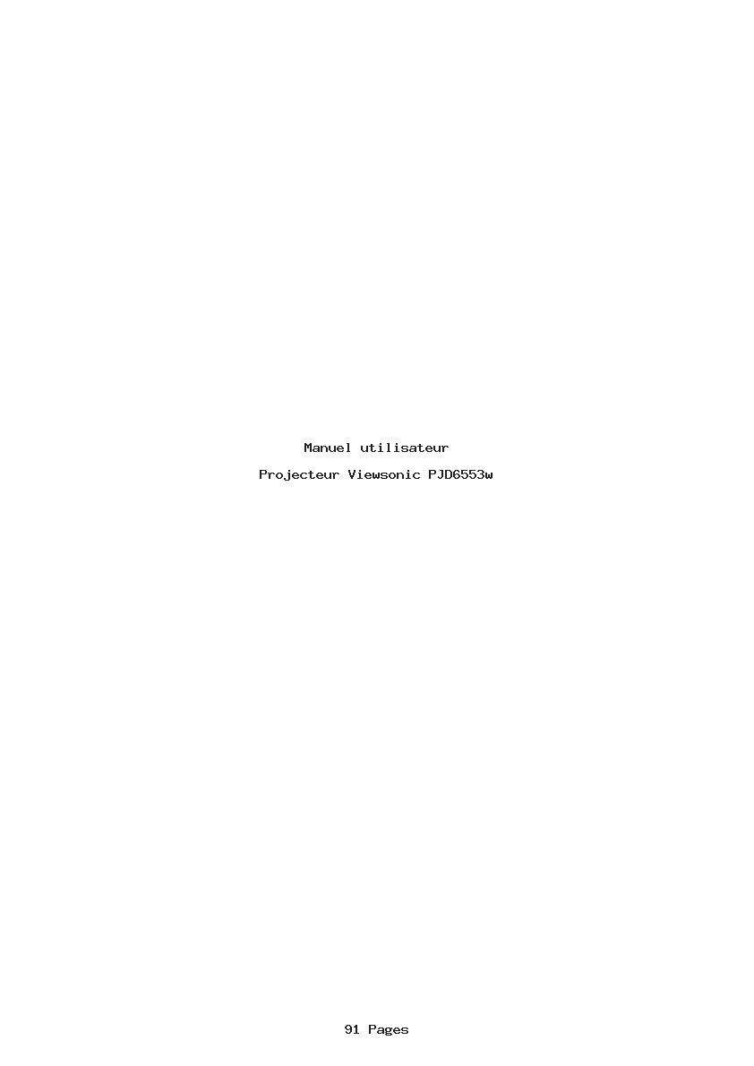 Page 1 de la notice Manuel utilisateur Viewsonic PJD6553w