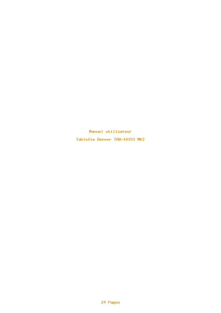 Page 1 de la notice Manuel utilisateur Denver TAQ-10153 MK2