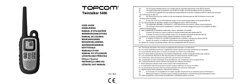 Page 1 de la notice Manuel utilisateur Topcom Twintalker 5400