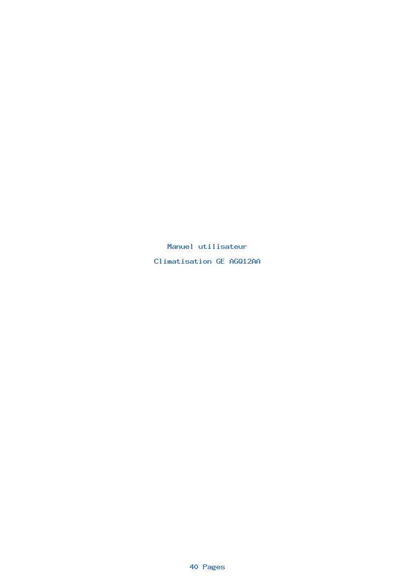 Page 1 de la notice Manuel utilisateur GE AGQ12AA