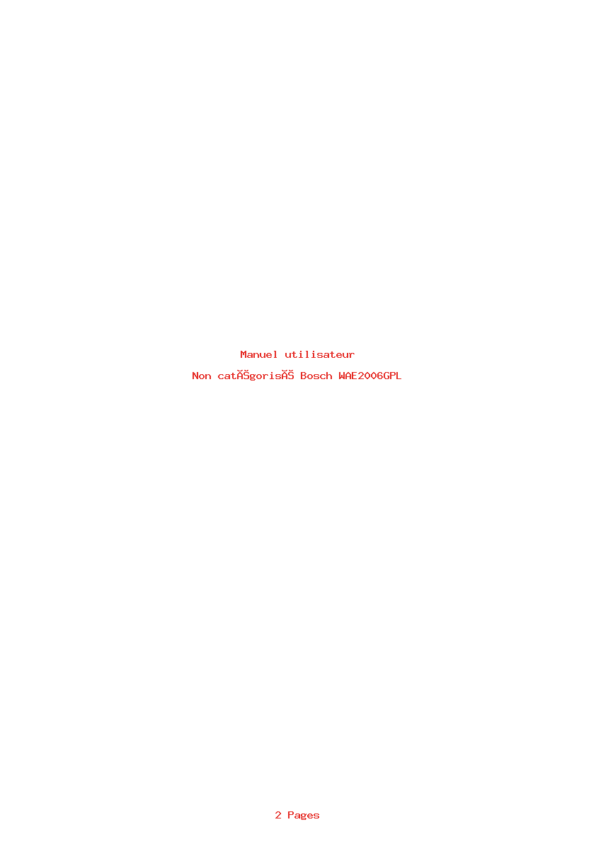 Page 1 de la notice Manuel utilisateur Bosch WAE2006GPL