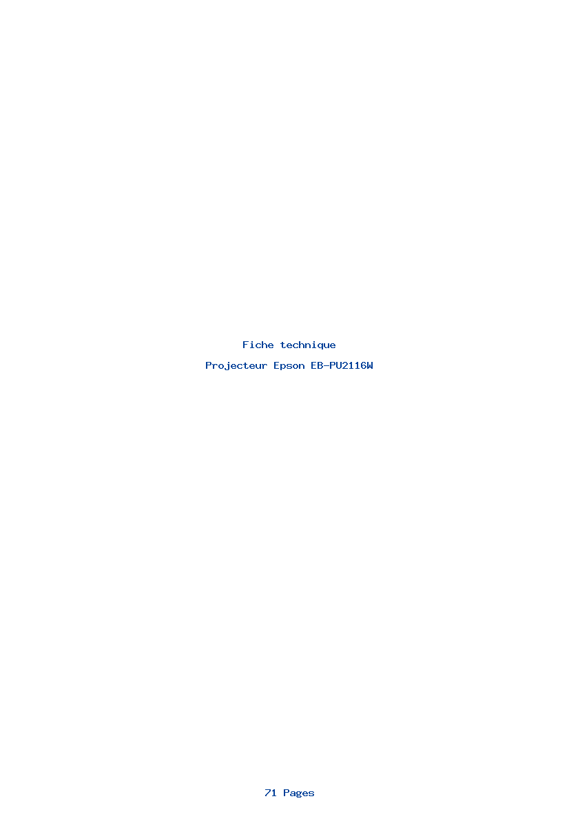 Page 1 de la notice Fiche technique Epson EB-PU2116W