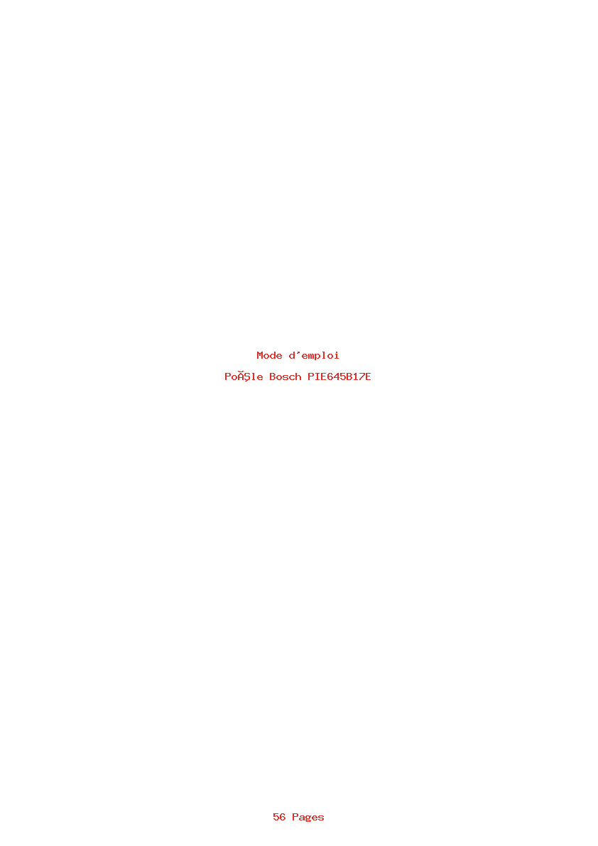 Page 1 de la notice Mode d'emploi Bosch PIE645B17E