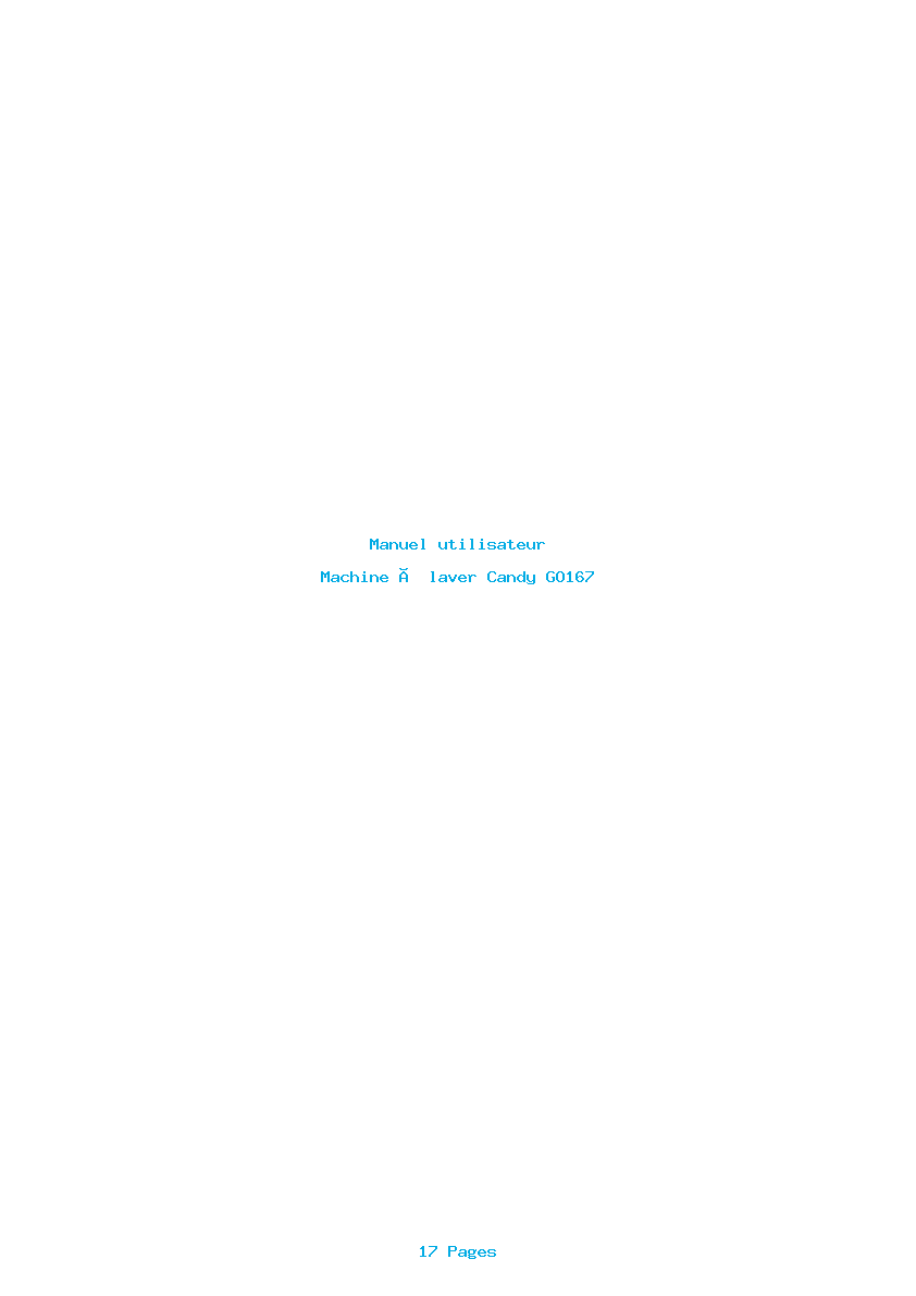Page 1 de la notice Manuel utilisateur Candy GO167