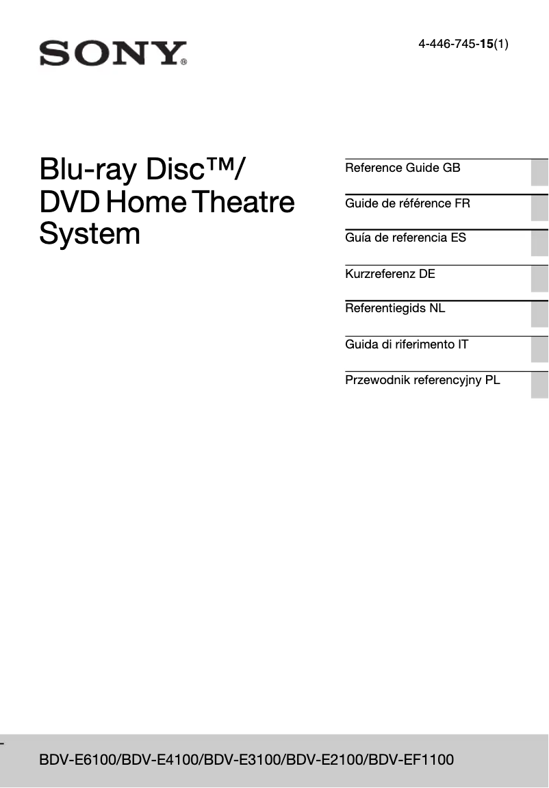 Page 1 de la notice Manuel utilisateur Sony BDV-E2100