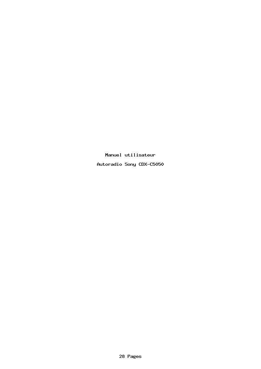 Page 1 de la notice Manuel utilisateur Sony CDX-C5050