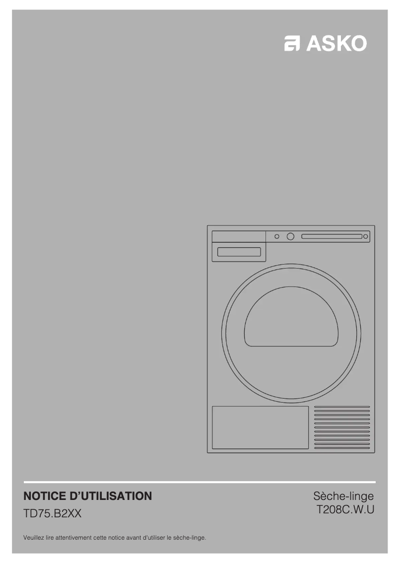 Page 1 de la notice Manuel utilisateur Asko T208C.W.U