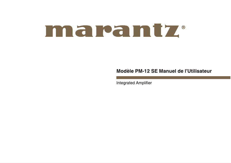 Page 1 de la notice Manuel utilisateur Marantz PM-12 SE