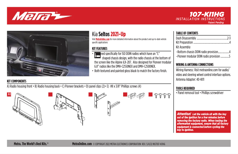 Página 1 del manual Manual de usuario Metra 107-KI1HG