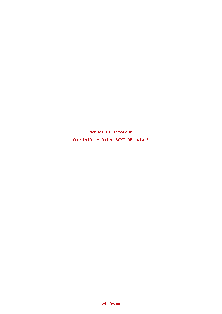 Page 1 de la notice Manuel utilisateur Amica BOXC 954 010 E