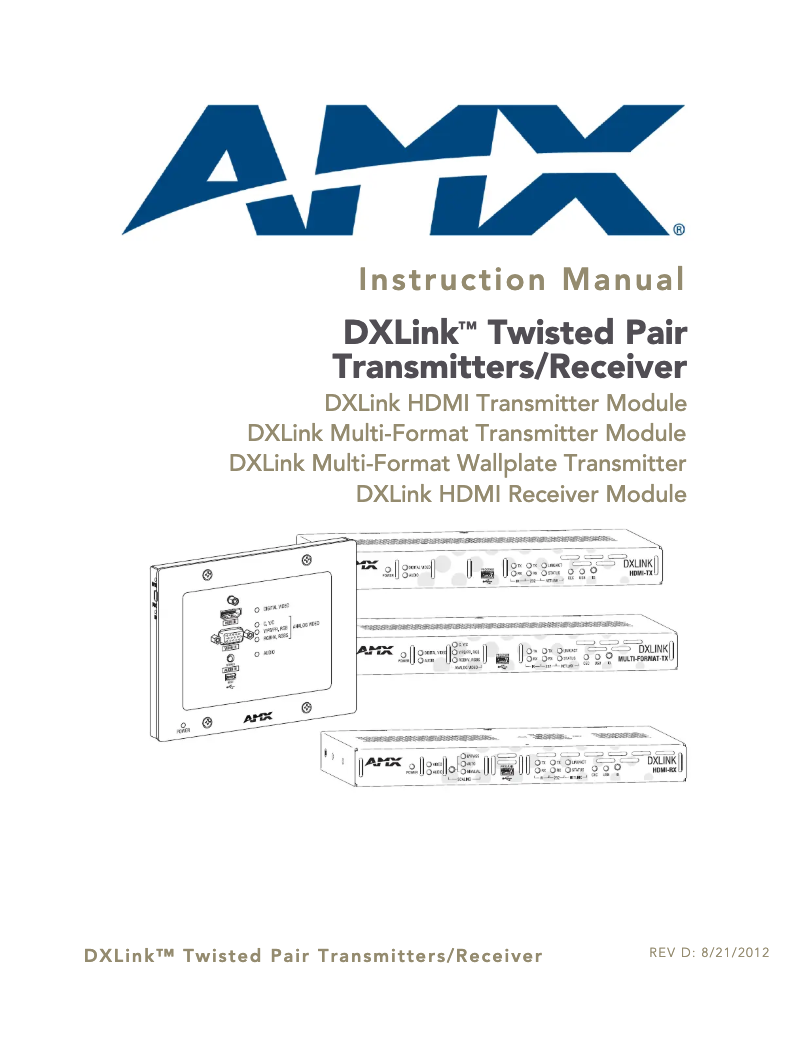 Página 1 del manual Manual de usuario AMX AVB-RX-DXLINK-HDMI