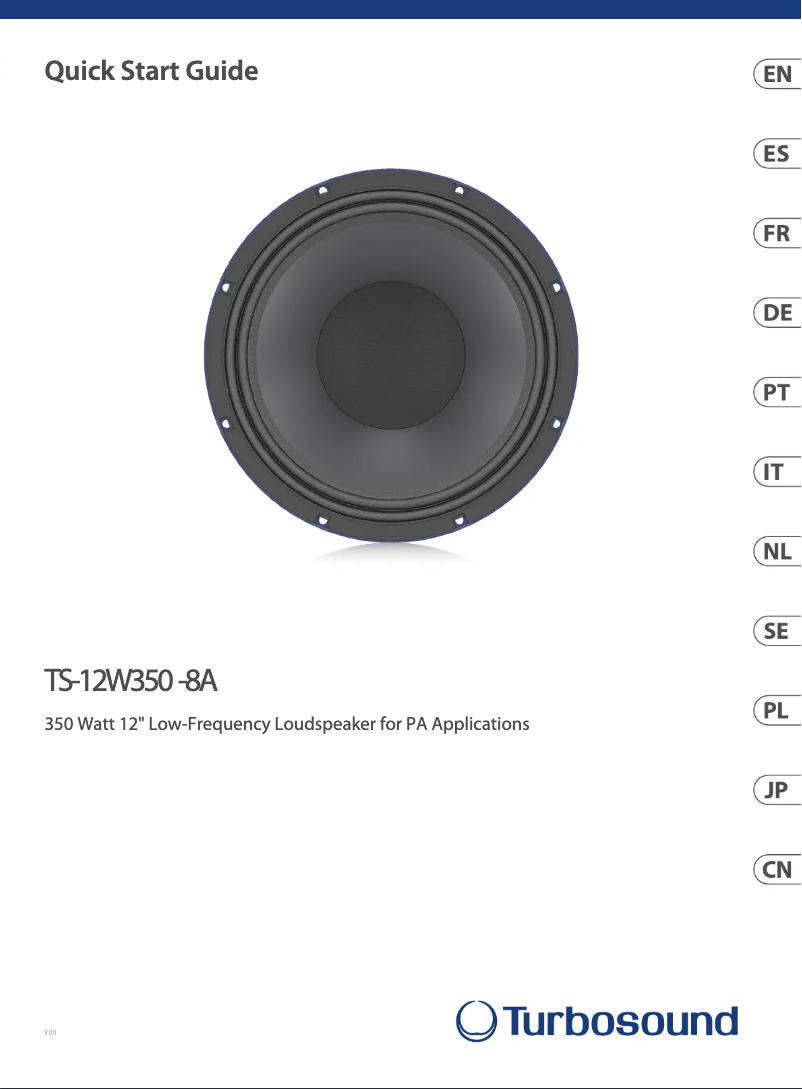 Página 1 del manual Guía de inicio rápido Turbosound TS-12W350/8A