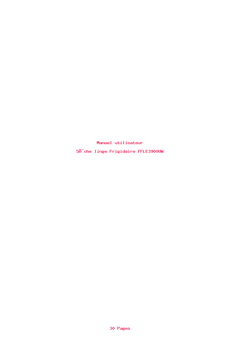 Page 1 de la notice Manuel utilisateur Frigidaire FFLE3900UW