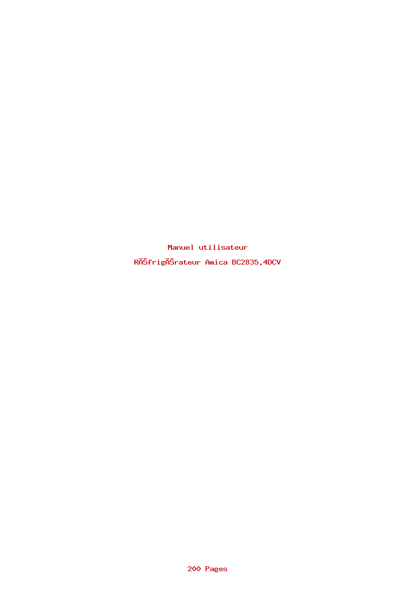 Page 1 de la notice Manuel utilisateur Amica BC2835.4DCV