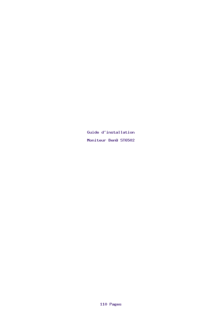 Page 1 de la notice Guide d'installation BenQ ST6502