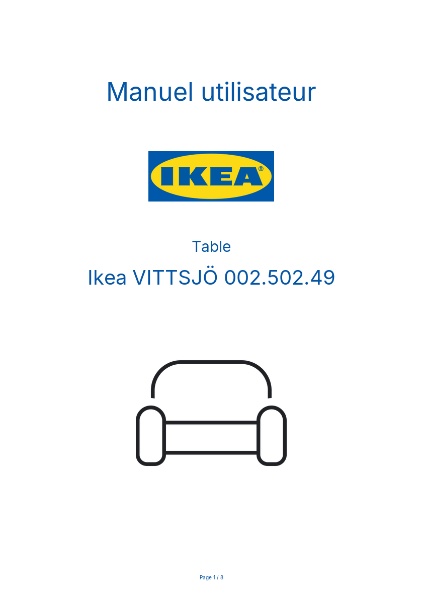 Page 1 de la notice Manuel utilisateur Ikea VITTSJÖ 002.502.49