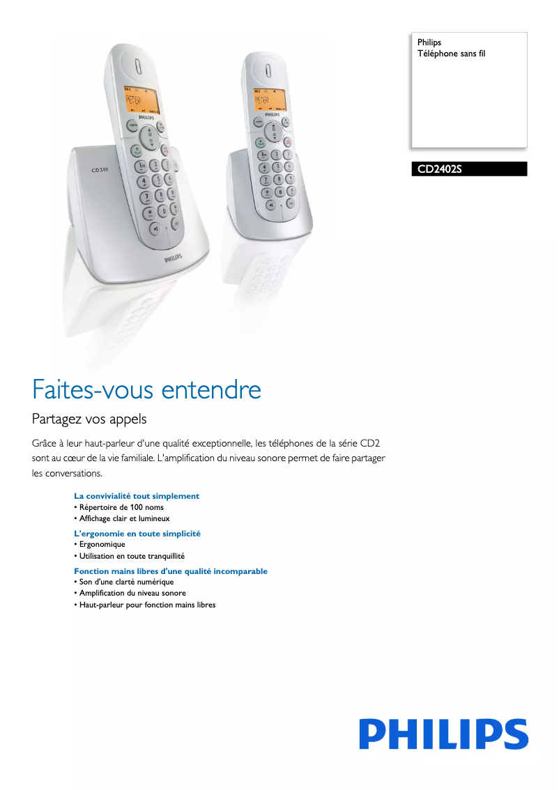 Imagen de la primera página del manual del dispositivo CD2402S