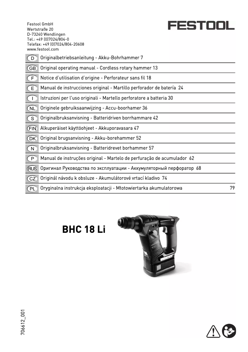 Page 1 de la notice Manuel utilisateur Festool C 18 Li