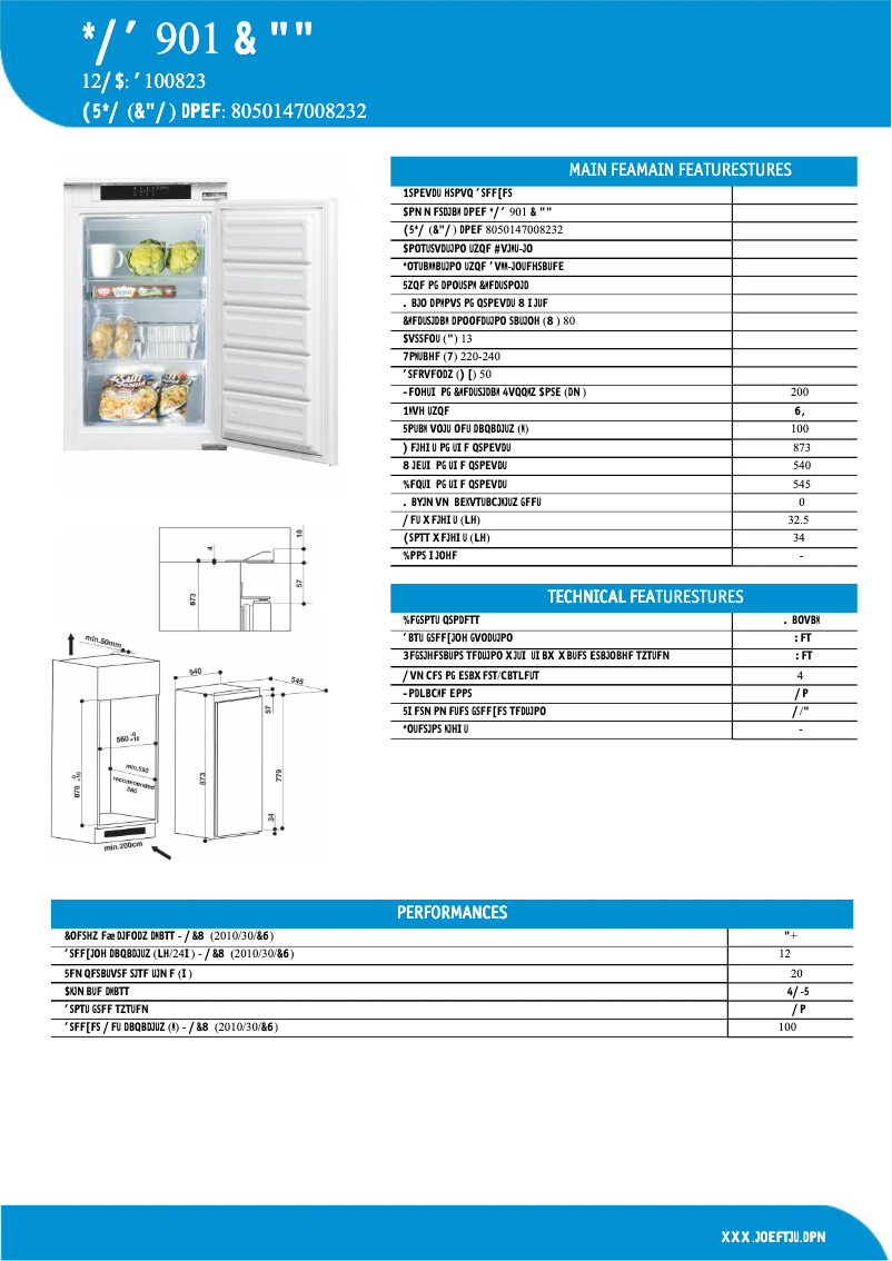 Página 1 del manual Ficha técnica Indesit INF 901 E AA