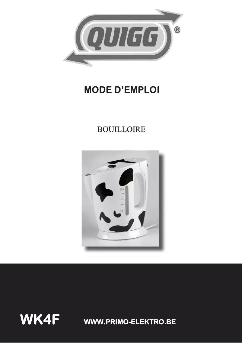 Page 1 de la notice Manuel utilisateur Quigg WK4