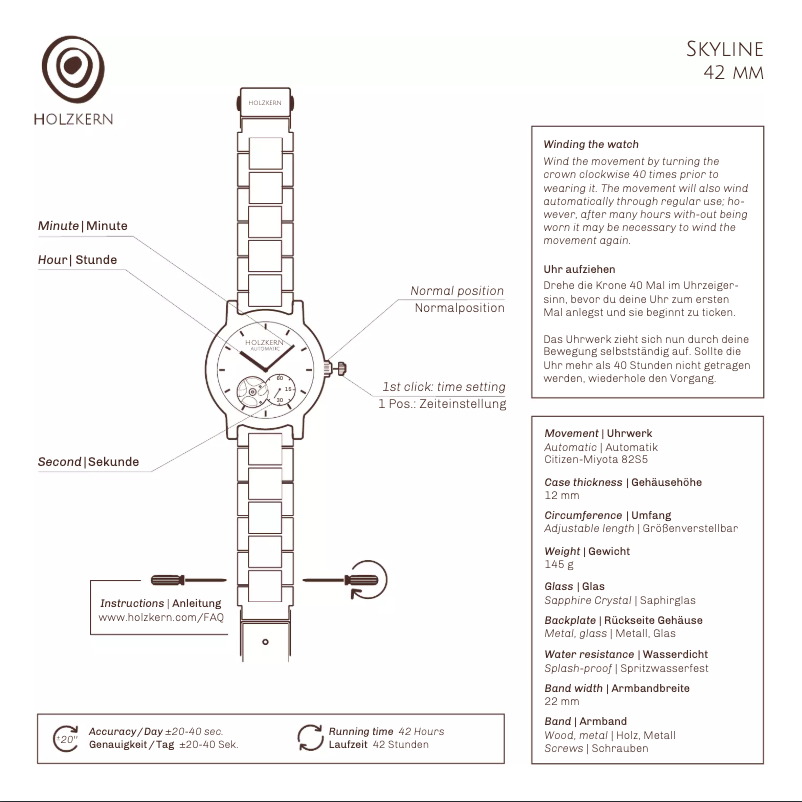 Page 1 de la notice Manuel utilisateur Holzkern Hongkong
