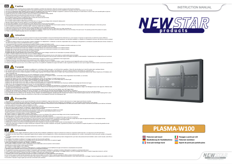 Page 1 de la notice Manuel utilisateur Newstar PLASMA-W100