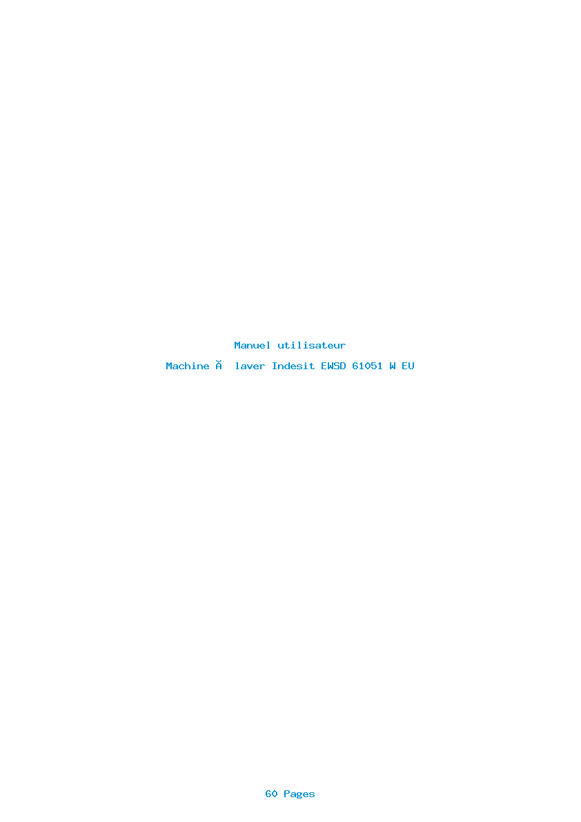 Page 1 de la notice Manuel utilisateur Indesit EWSD 61051 W EU