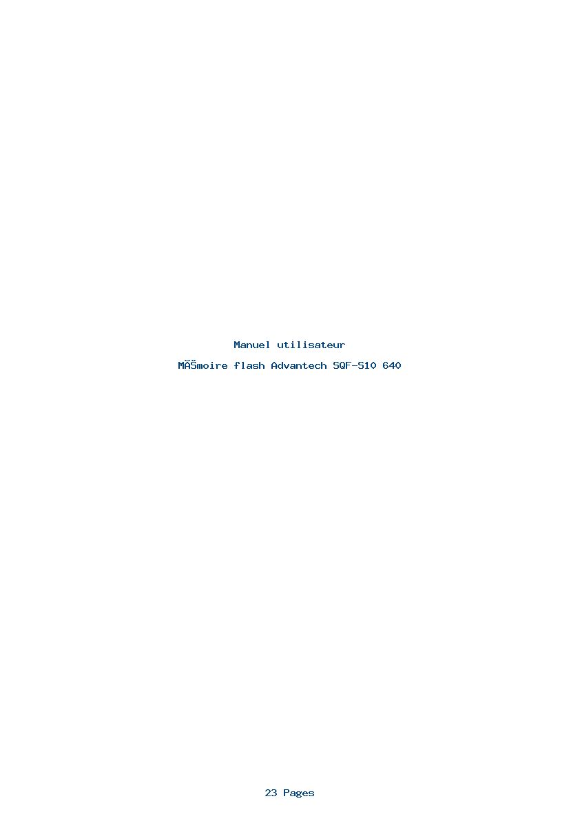 Page 1 de la notice Manuel utilisateur Advantech SQF-S10 640