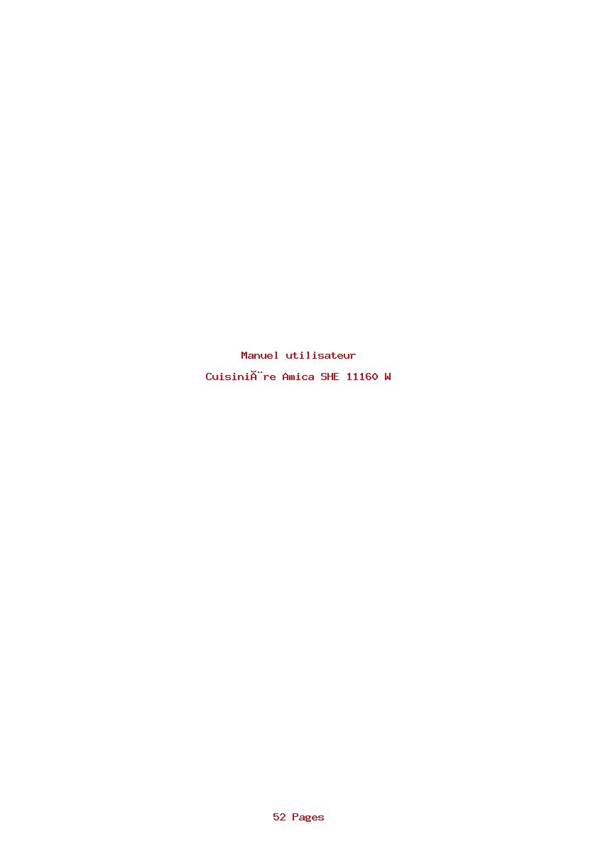 Page 1 de la notice Manuel utilisateur Amica SHE 11160 W
