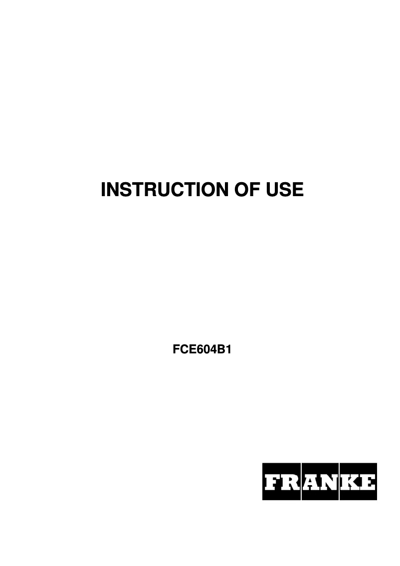 Page 1 de la notice Manuel utilisateur Franke FCE604B1