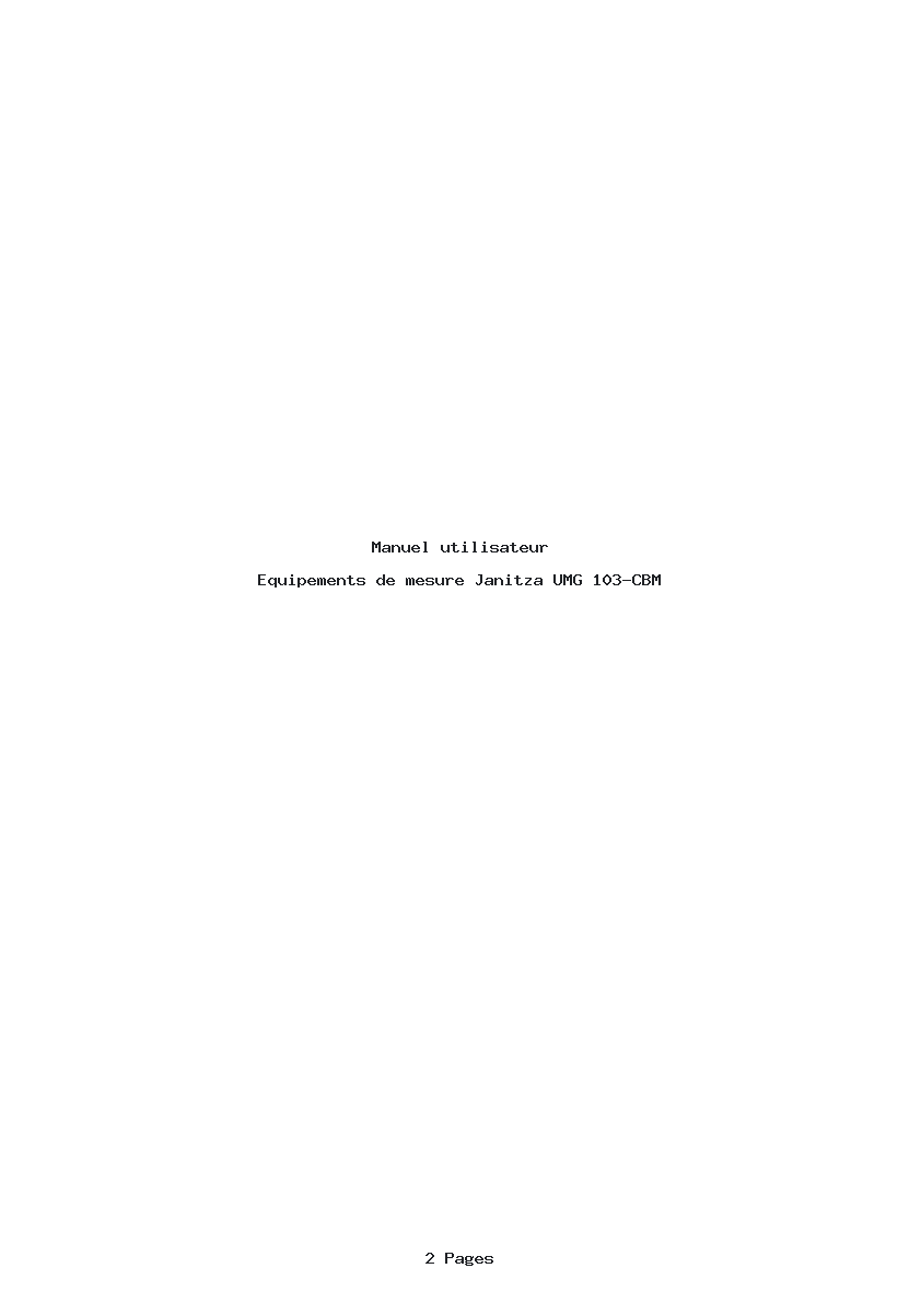 Page 1 de la notice Manuel utilisateur Janitza UMG 103-CBM