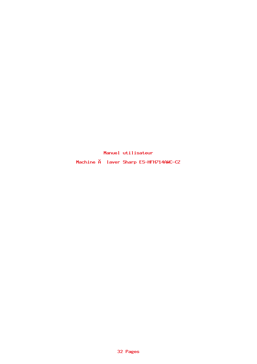 Page 1 de la notice Manuel utilisateur Sharp ES-HFH714AWC-CZ