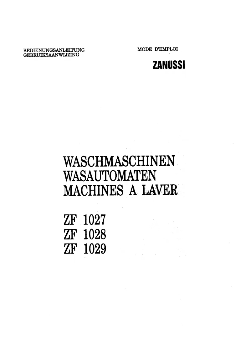 Page 1 de la notice Manuel utilisateur Zanussi ZF1028