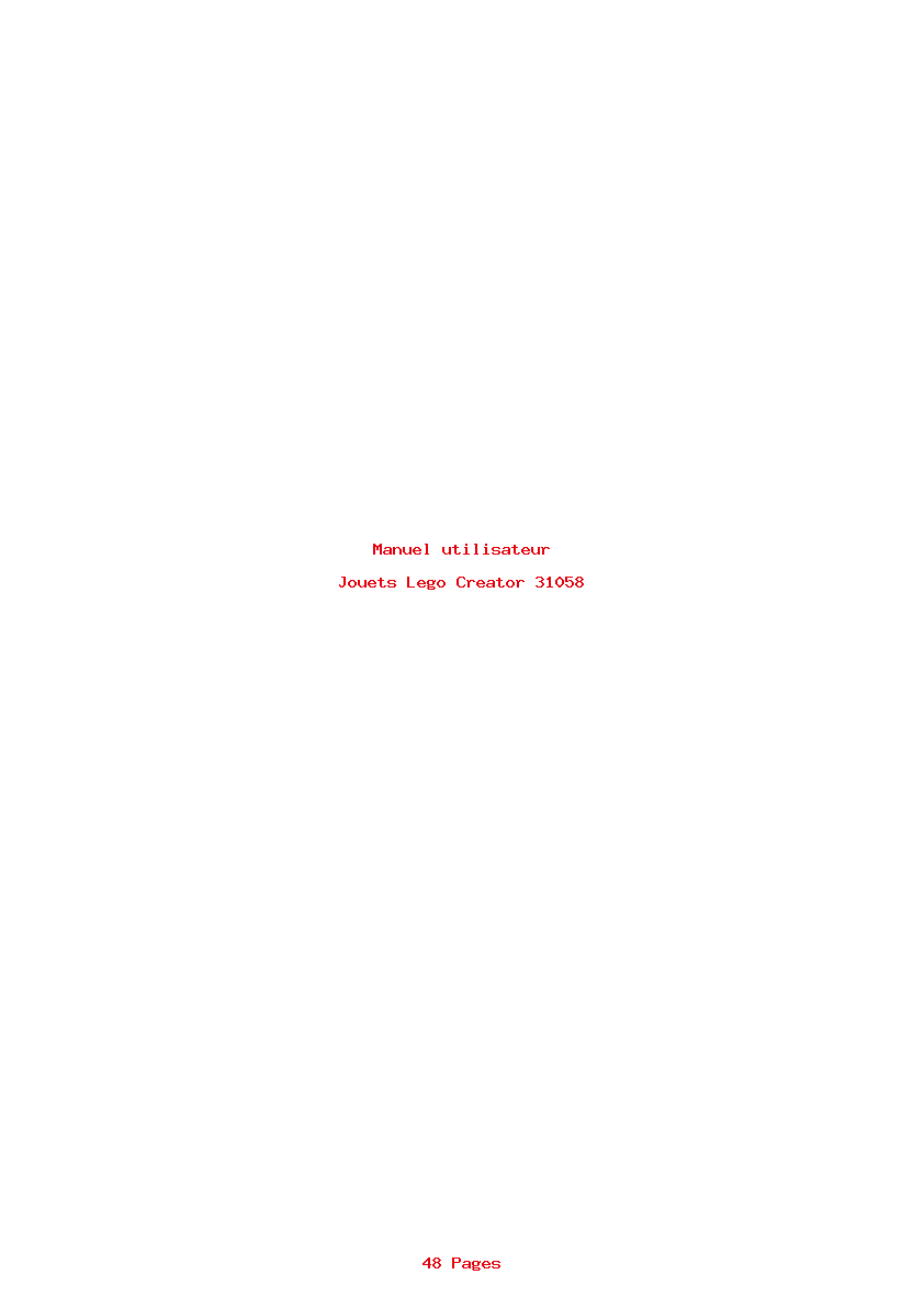 Page 1 de la notice Manuel utilisateur Lego Creator 31058