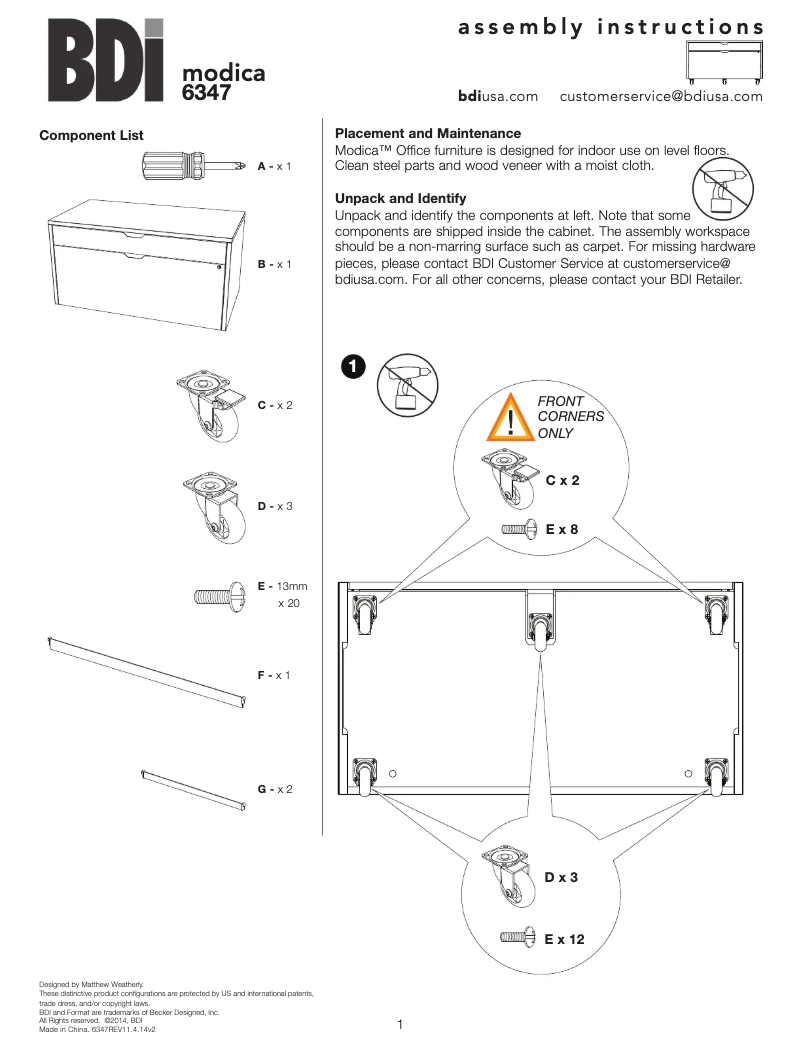Page 1 de la notice Manuel utilisateur BDI Modica 6347