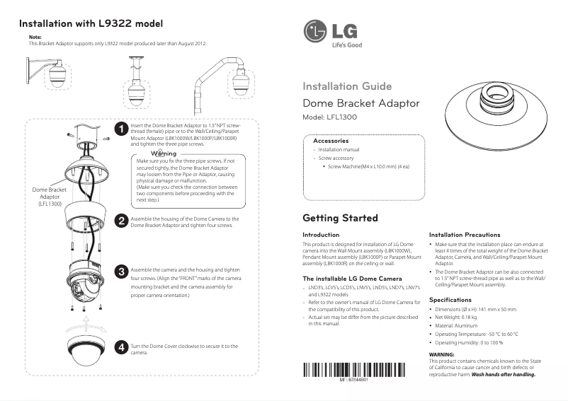 Page 1 de la notice Manuel utilisateur LG LFL1300