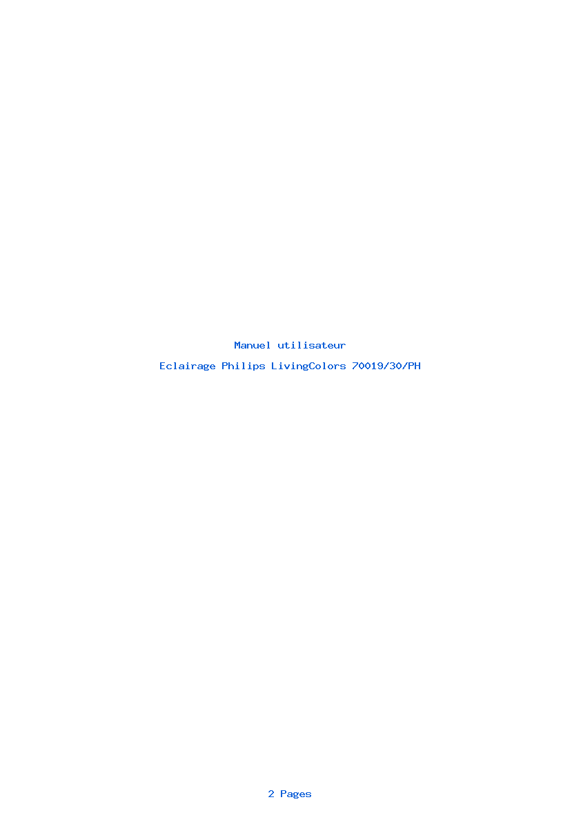 Page 1 de la notice Manuel utilisateur Philips LivingColors 70019/30/PH
