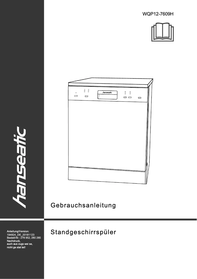 Page 1 de la notice Manuel utilisateur Hanseatic WQP12-7609H