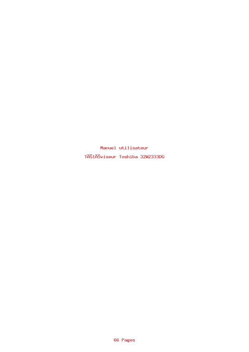 Page 1 de la notice Manuel utilisateur Toshiba 32W2333DG