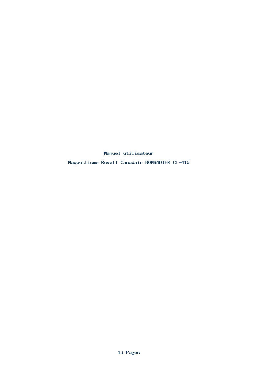 Page 1 de la notice Manuel utilisateur Revell Canadair BOMBADIER CL-415