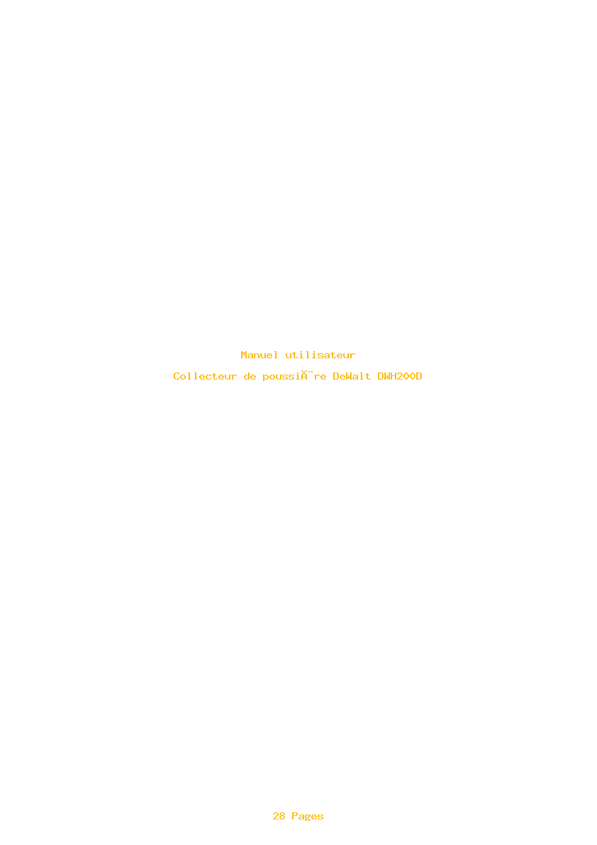 Page 1 de la notice Manuel utilisateur DeWalt DWH200D