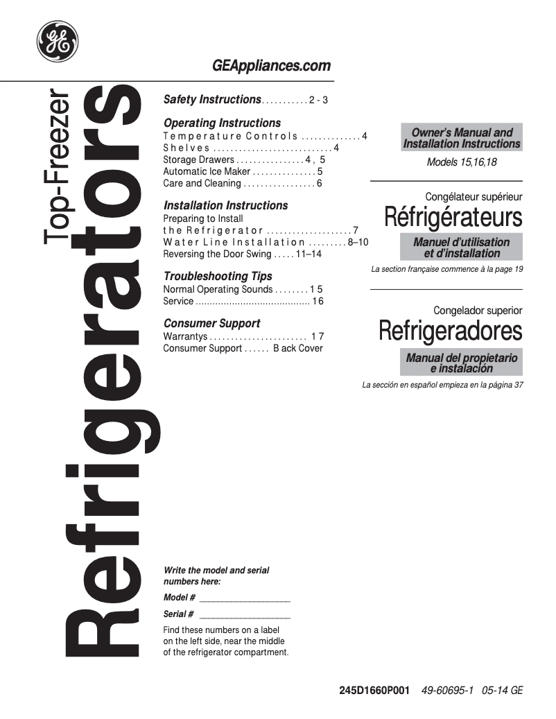 Page 1 of the manual Instruction Manual GE GIE18ETHWW